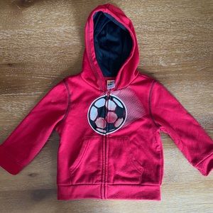SOLD Toddler Boy Red Soccer Zip Up Hoodie